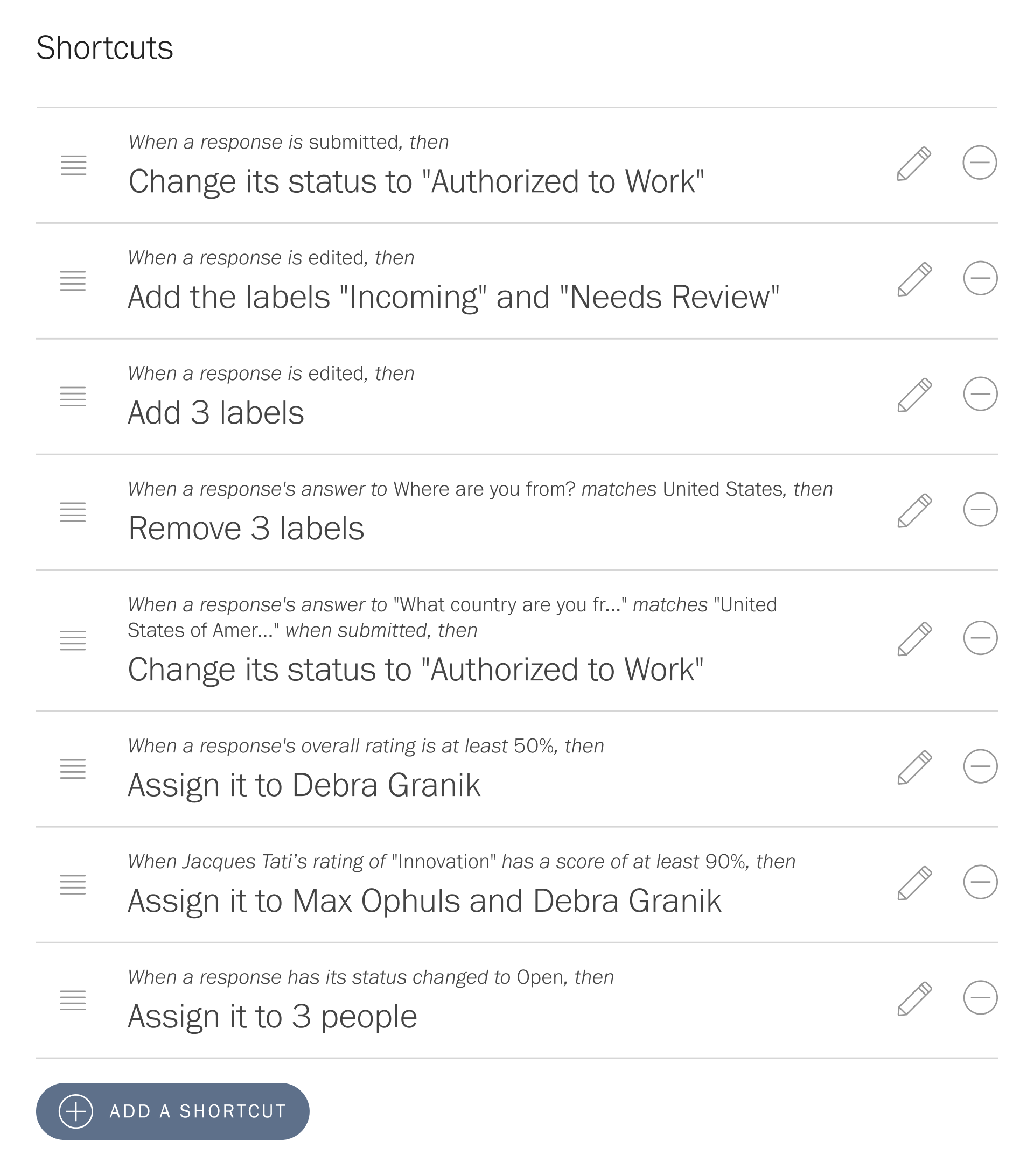 Mockup of the shortcut editor's new read-only state.